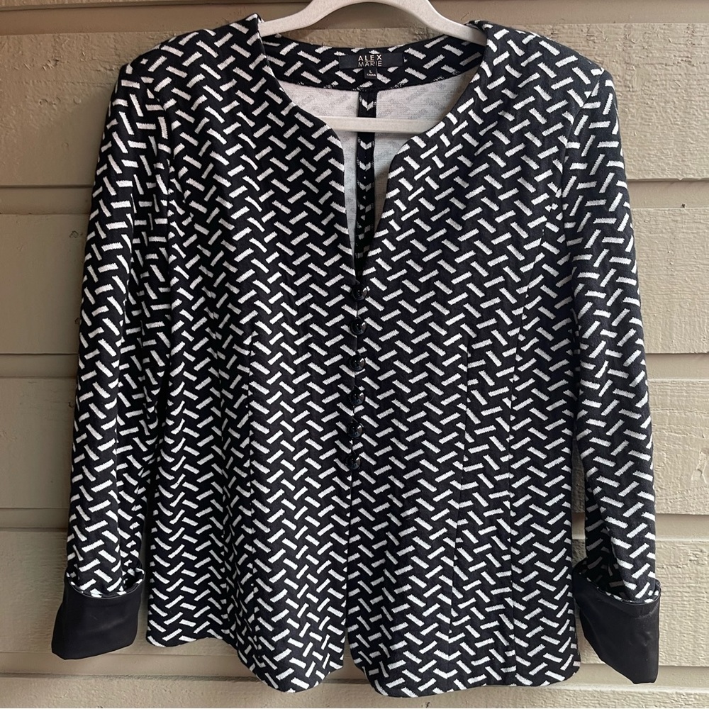 Alex Marie Cotton Blend Black & White Cardigan